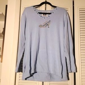 Like new! Vintage Storybook Knits embellished  princess & frog v-neck sweater